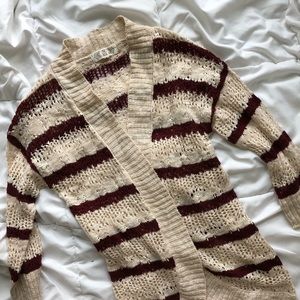 Pink Rose Maroon/Beige Knit Cardigan (M)
